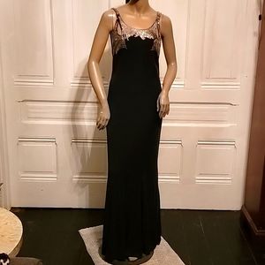 Embellished Black Low-back Gown